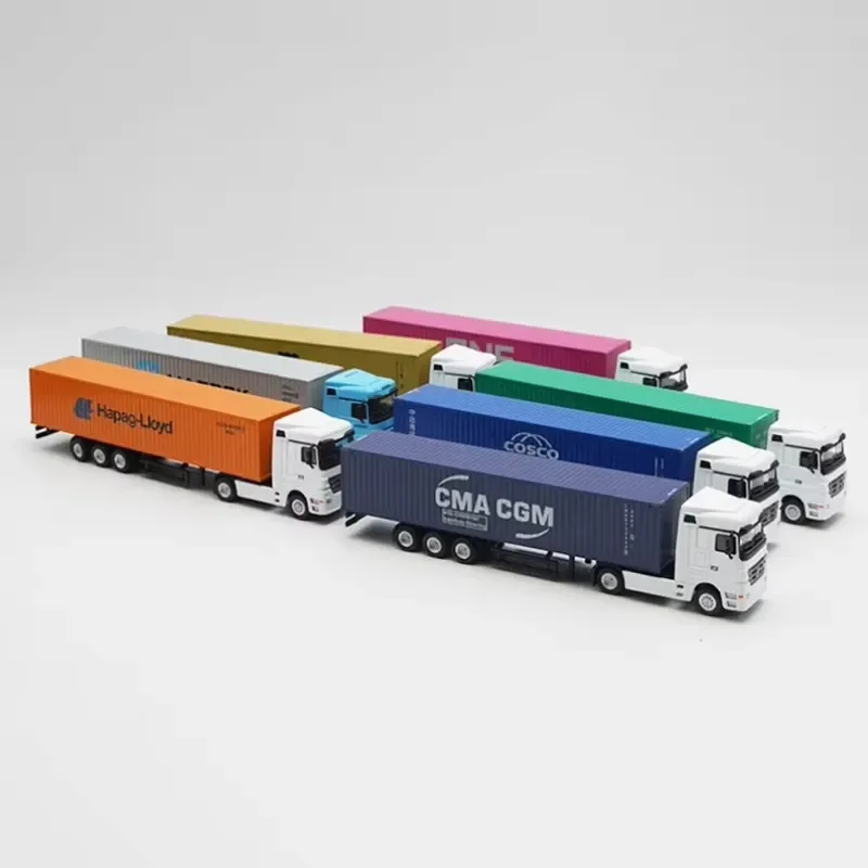 for Diecast 1:87 Scale Transport Logistics Truck Alloy Car Model Finished Product Simulation Toy Collection Gift Static Model