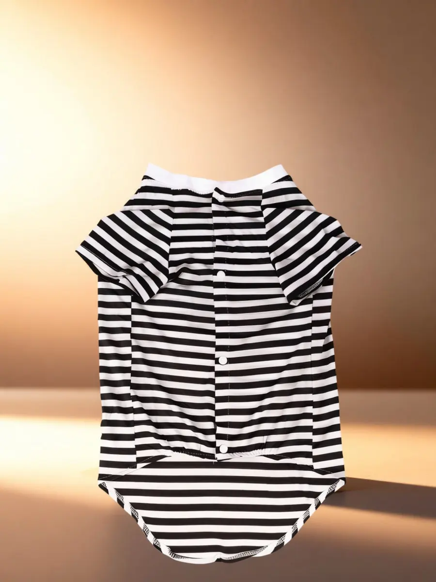 Large Dog Striped T Shirt Oversized Breathable Cotton Vest Black White for Medium Large Dogs Party Walking Travel Casual Dog