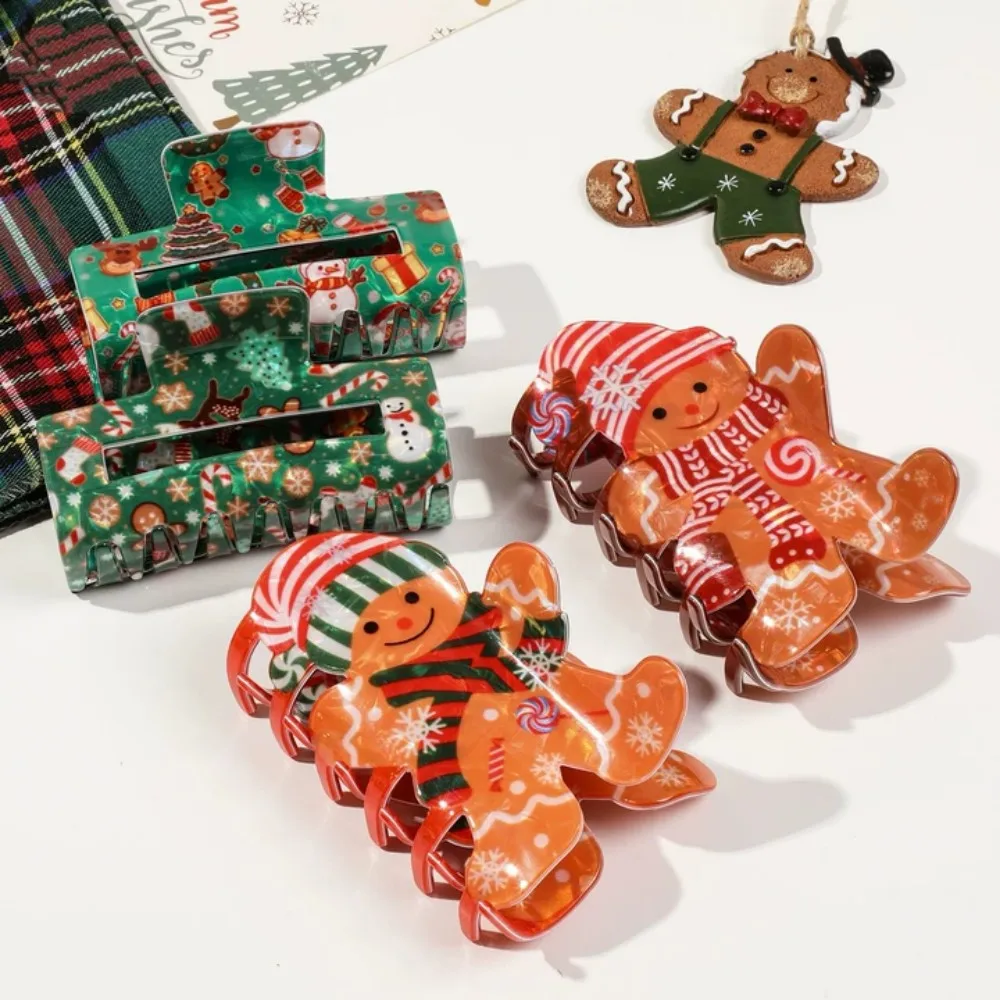 1/2 قطعة الاكريليك عيد الميلاد مشبك شعر مقاطع للنساء ، الزنجبيل رجل تصميم الشعر الفك مقاطع إكسسوارات الشعر هدية عيد دبوس الشعر #5