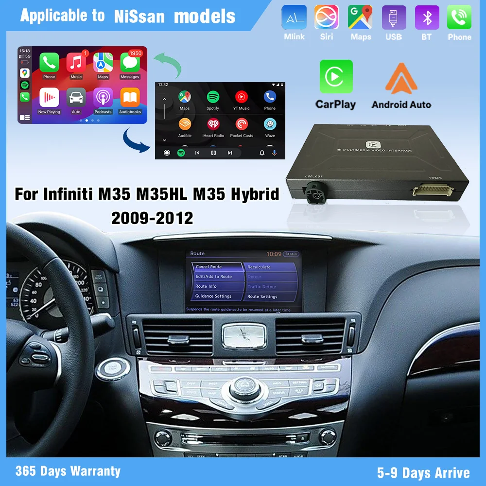 2009-2012 Infiniti M35 M35HL Hybrid CarPlay Android Auto Support GPS Navi Music Airplay Mirrorring Link Camera DSP Apple Carplay