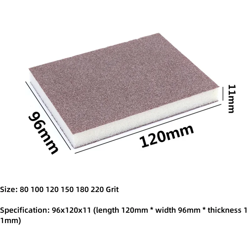 2/5/10pcs Sponge Sandpaper 80 100 120 150 180 220 Grit Double-sided Sanding Sponge Pads for Metal Wood Polishing Abrasive Tool