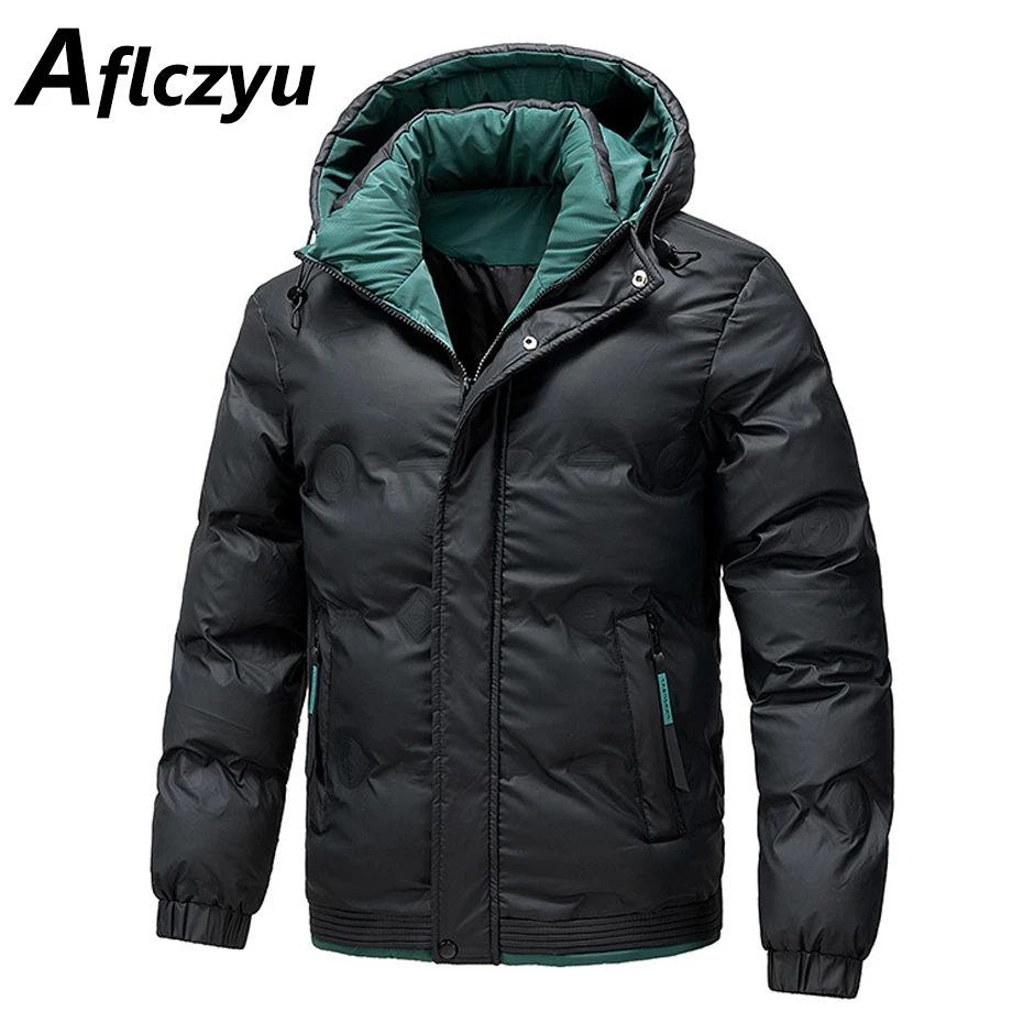 

Autumn Winter Padded Jacket Men Parkas Fashion Casual Solid Color Hooded Parkas Male