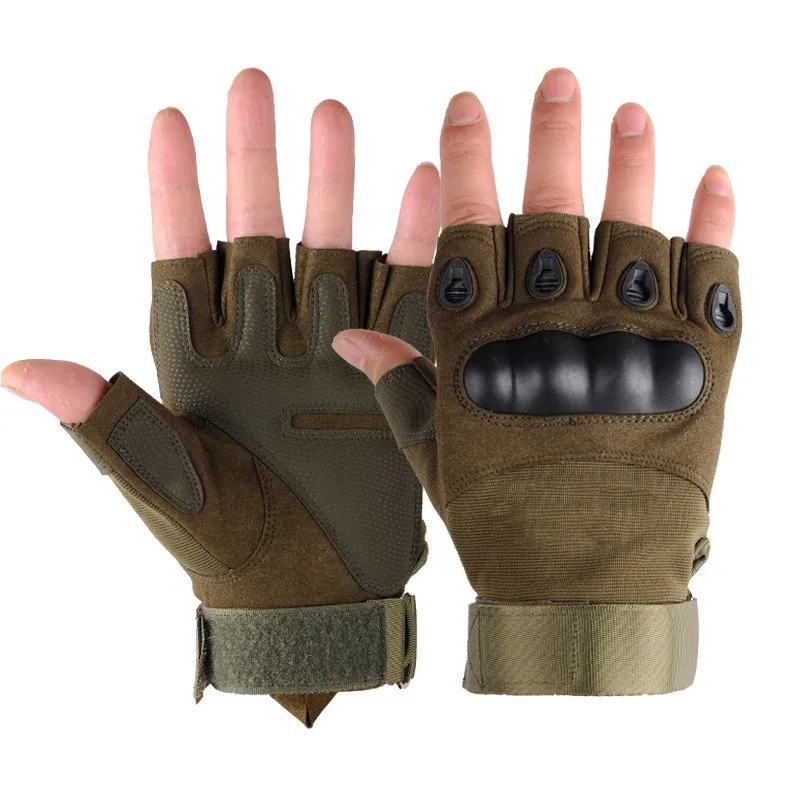 Tactical Fingerless Protective Gloves Hard Shell Anti-slip Wear-resistant Gloves for Combat Training Gym Hiking