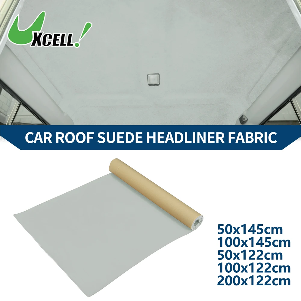 UXCELL Self Adhesive Headliner Fabric Interior Trim DIY Roof Repair Replace for Car RV SUV Automotive Suede Fabric Light Gray