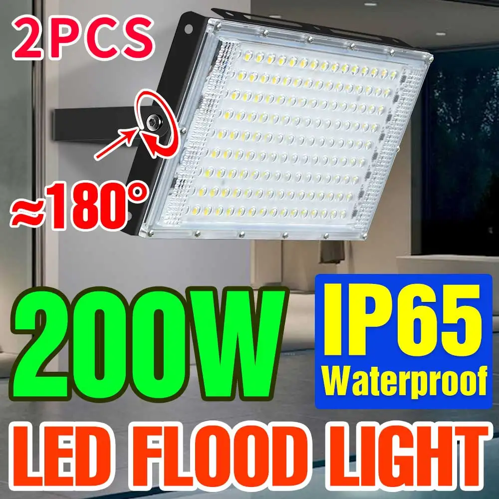 2PCS 200W Flood Light LED Spotlights Outdoor Waterproof Wall Lamp 220V Reflector Garden Street Lamp 25W 50W 100W Cold/Warm White