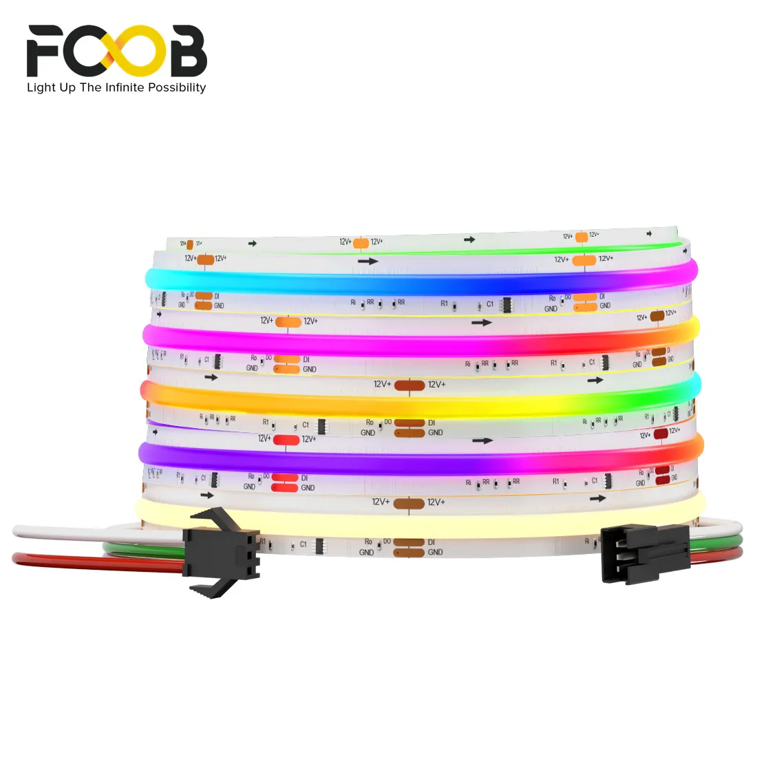 FCOB SPI RGBW LED Strip WS2814 IC Addressable Dream Color Flexible Strips 768 LEDs/M 10mm IP30 IP66 FOB COB Lights RA90 DC12V