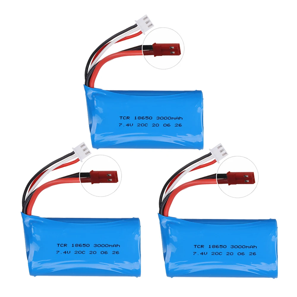 7.4V 3000mAh 18650 Lipo Batery for remote control helicopter Car boats toys parts wholesale 7.4 V 3000 mAH Lipo battery JST Plug