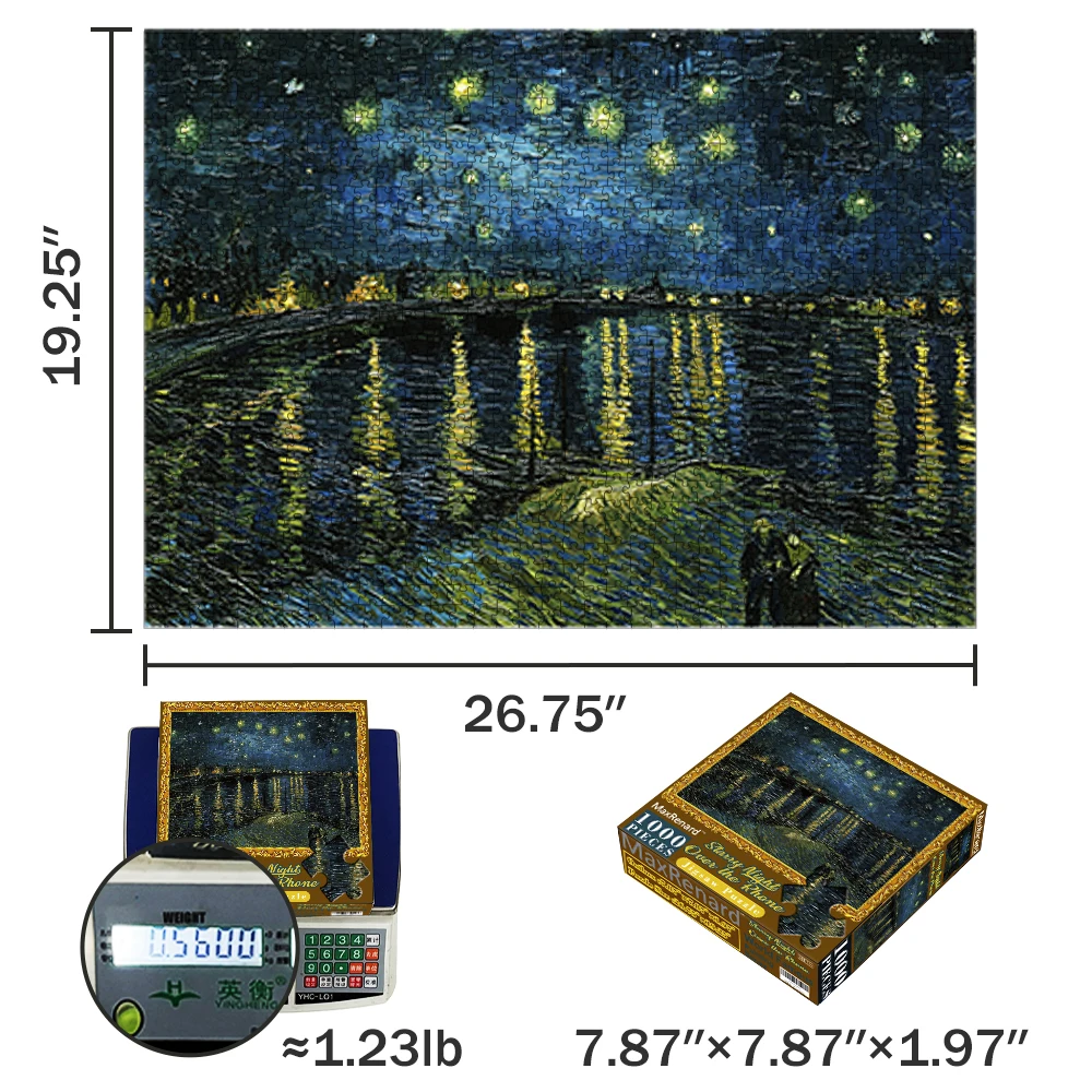 MaxRenard Jigsaw Puzzle 1000 Pieces Fine Art Van Gogh Starry Night Over The Rhone Environmentally Friendly Paper Christmas