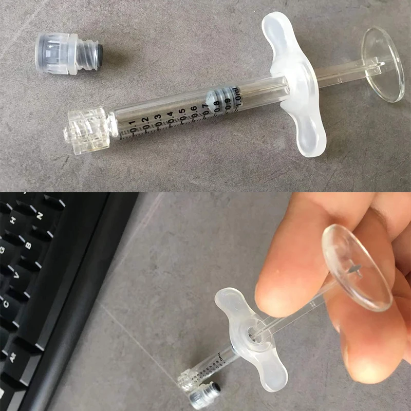 Glass Syringe Luer Lock Syringe 1ml Capacity Borosilicate Glass Prefillable Syringe Reusable Pyrex for Hemp, CBD Oils, EJuices,