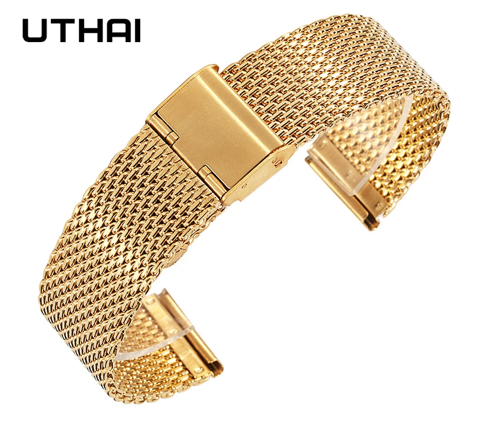 UTHAI P66 Watch Strap Stainless Steel Strap 1.0 Wire Milanese Mesh Strap 18mm 20mm 22mm 24mm Band Wristband Smart Watch