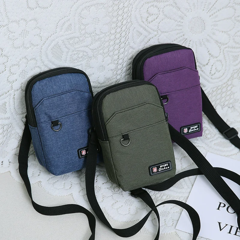 Bolso bandolera de nylon impermeable a la moda para mujer, bolso deportivo de un solo hombro con bolsillos para llaves y mone...