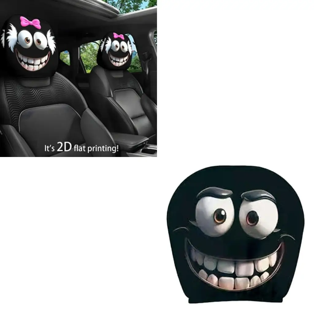 

Universal Automotive Headrest Covers Soft Polyester Fabric With Funny Cartoon Print Car Headrest Protector