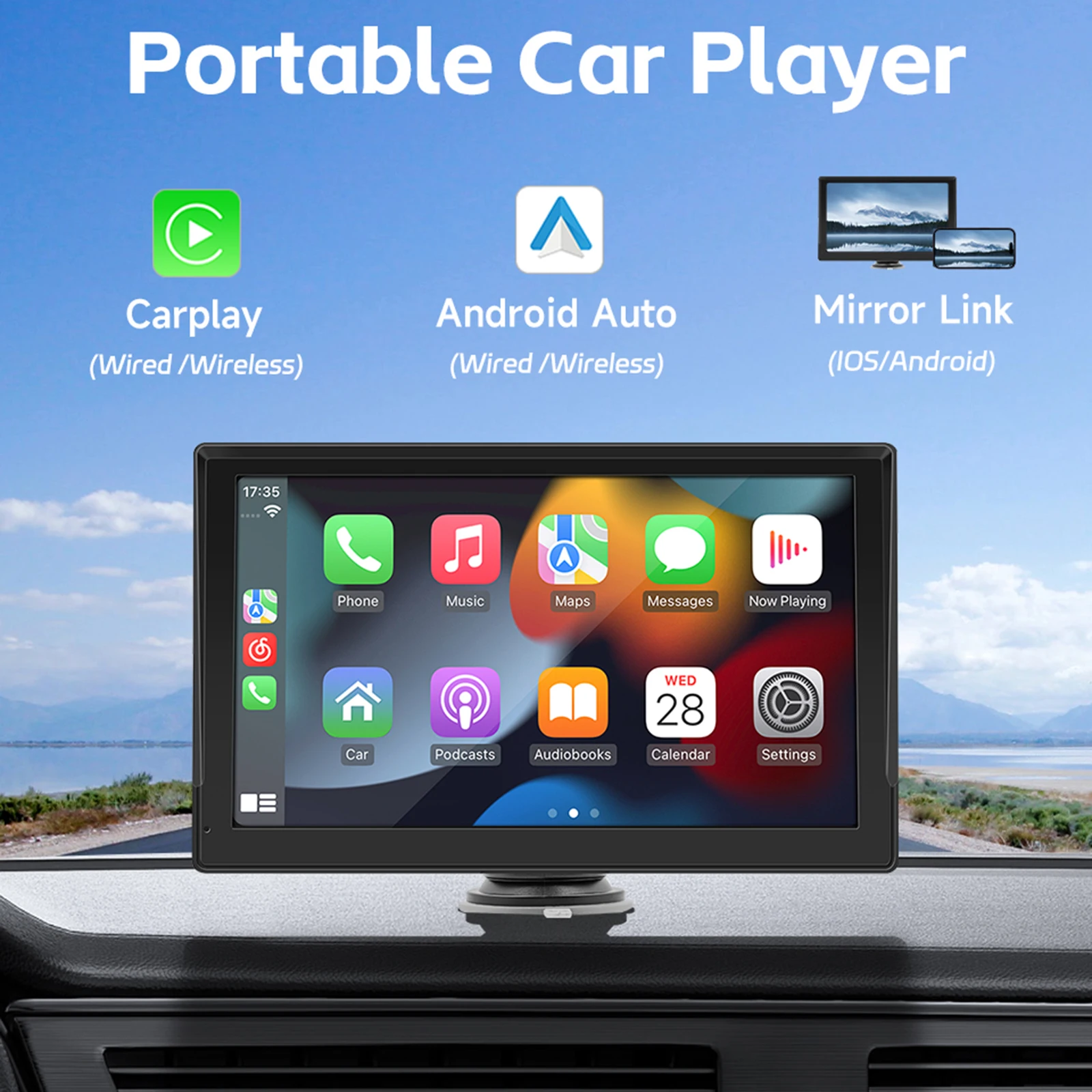 

9 Inch Car Multimedia Player Suppprt Wireless Carplay Android Auto Mirror Link Radio Stereo Built-In Camera Portable Navigator