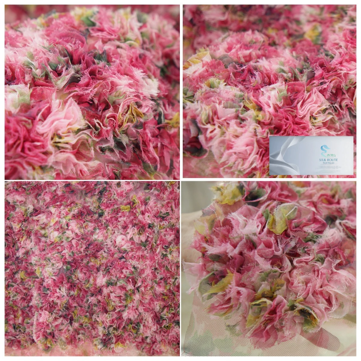 

Three Dimensional Floral Mesh Fabric Layered Petal Tulle Fabric for Dress Gown Handmade Craft DIY Stage Performance Decoration