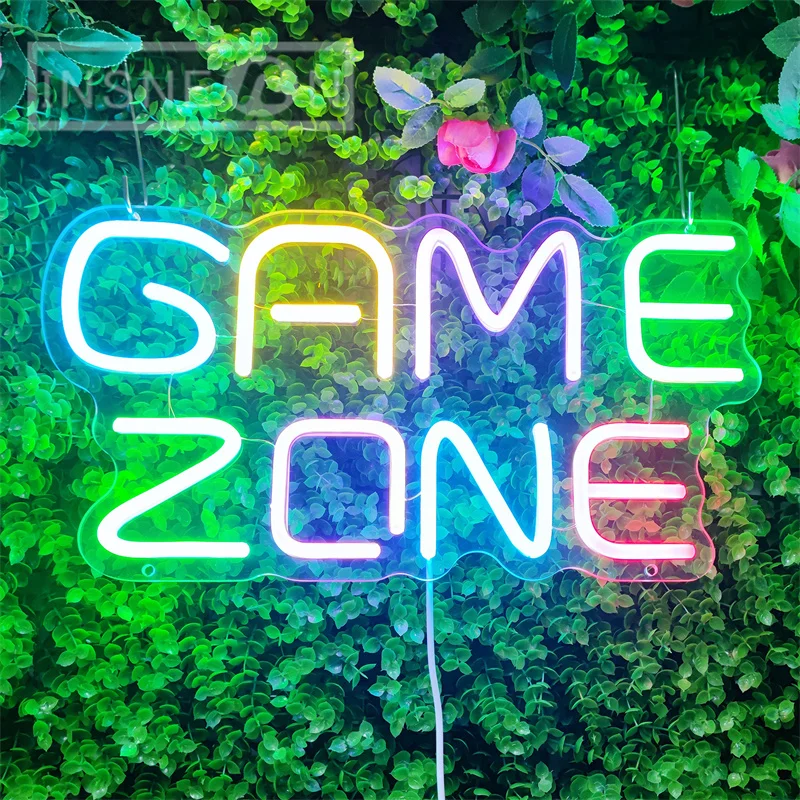 Imagem -04 - Game Zone Neon Sign Light Gaming Room Wall Decor para Festa no Quarto Man Cave Usb Power com Linha Suspensa Gamer Neons