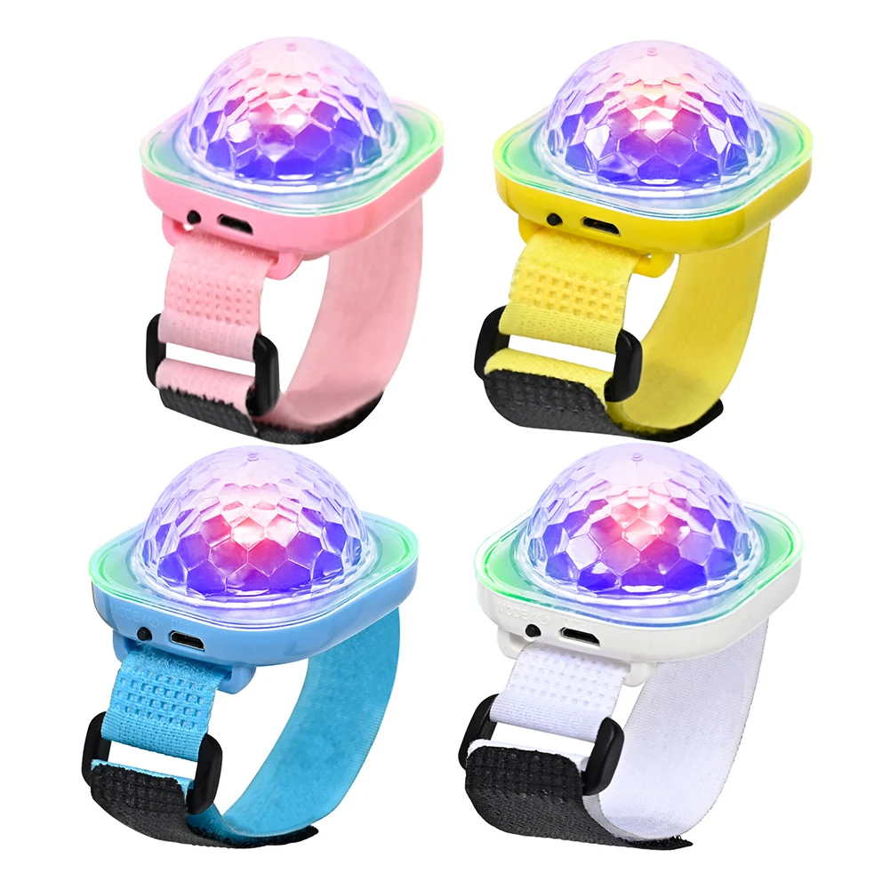 Mini Smurf RGB Light Wearable Watch Colorful Sound Control Projection Disco Stage Lights Ambient Lamp For Home KTV Bar Party