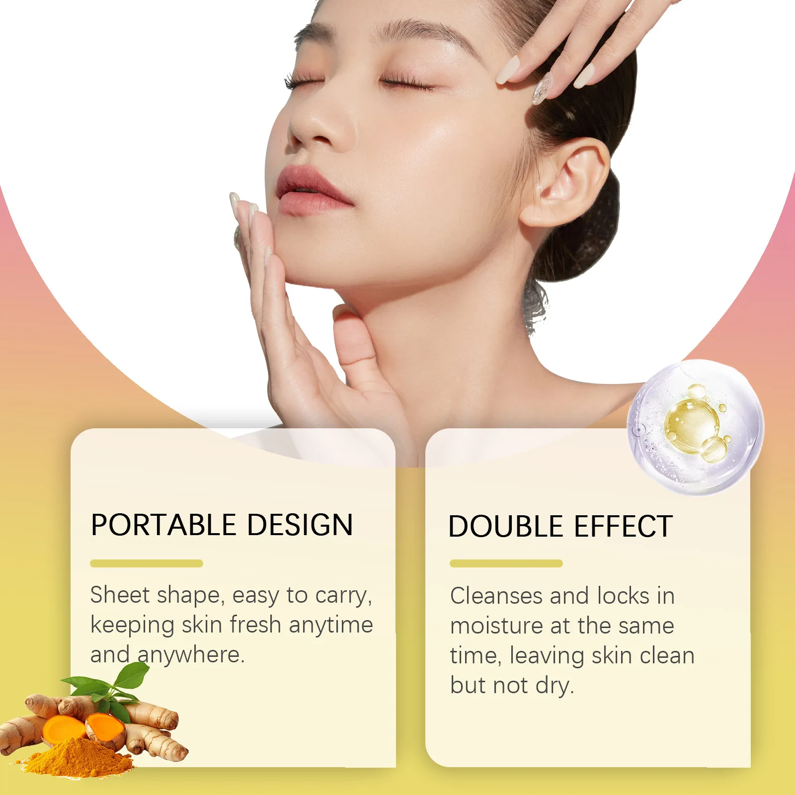 Turmeric Kojic Acid Pads Cleansing Facial Sponges Ac-ne Removal Smooth Brightening Daily Cleaning Oil Control Exfoliating Pads