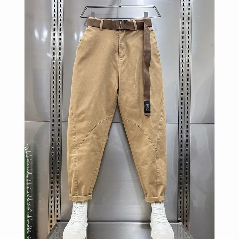 New Autumn Fashion Fashion Brand Solid Color Workwear 9/4 Straight Barrel Harun Loose and Versatile Handsome Men's Casual Pants