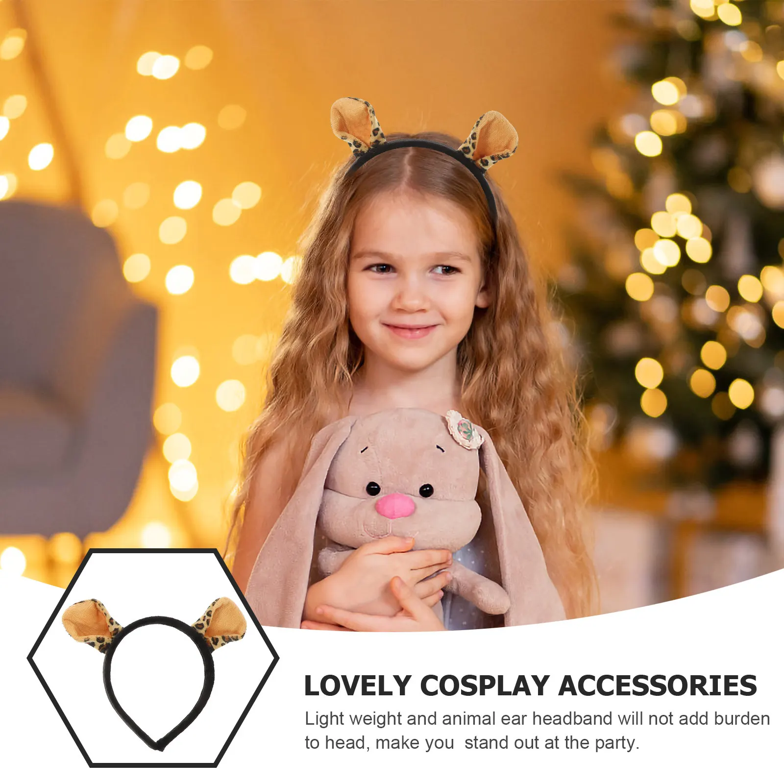 1 set Leopard Ear Headband Tail Set Animal Costume For Cosplay Party Dress Up Adults Soft Cloth Material Durable Stitching