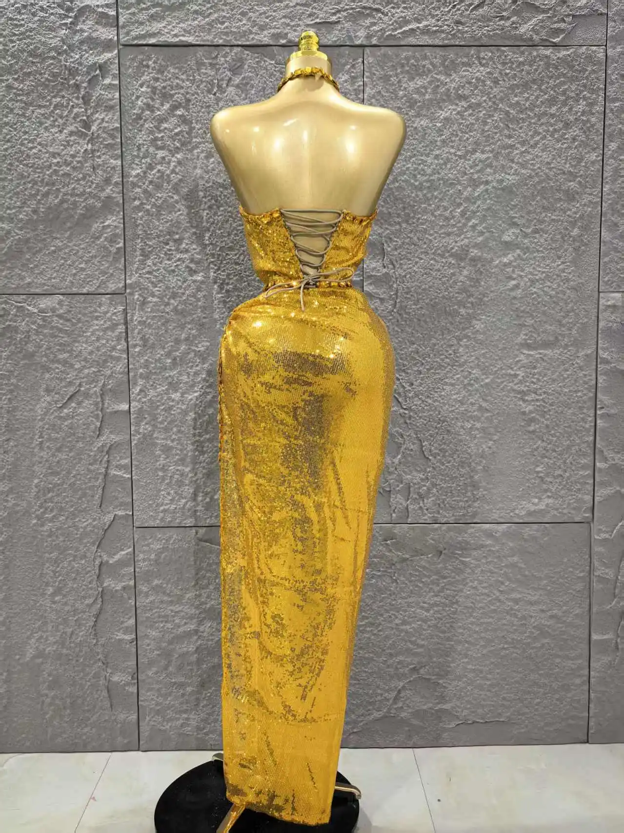 فاخر لامعة الماس الترتر الأحمر فستان طويل 2 قطعة مجموعة المرأة الجديدة مساء احتفال عيد ميلاد حفلة ملهى ليلي المرحلة