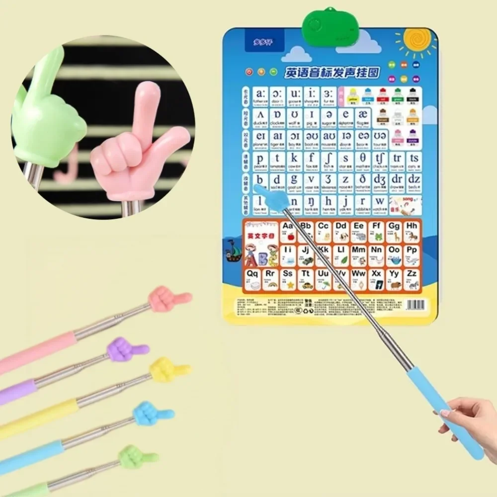 Retractable Teaching Pointer Stick Cute Cartoon Pastel Color Extendable Pointing Rod for Kids Classroom Book Reading