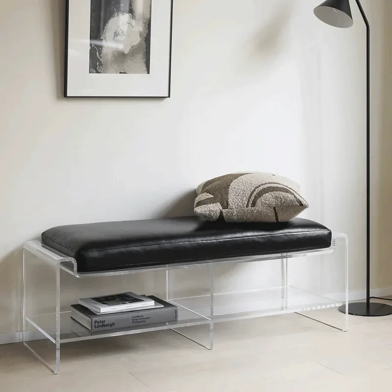 

Acrylic bench European simple household living room dining table bench, leather bedside stool