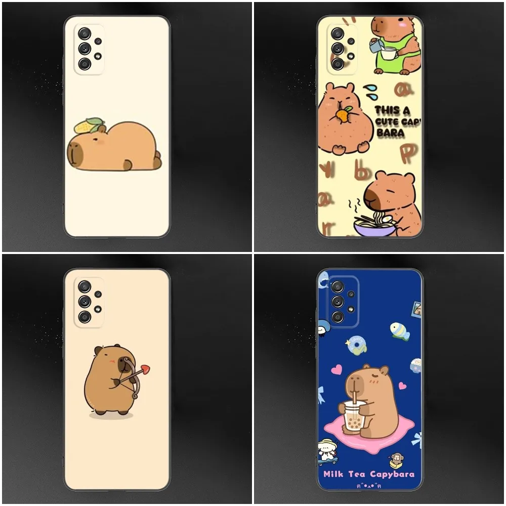 

Cartoon Animal Capybara Phone Case For Samsung S24,S23,S22,S21,S20,S10,S10E,S9 Plus FE Note 20 Ultra 10,9 Plus Black