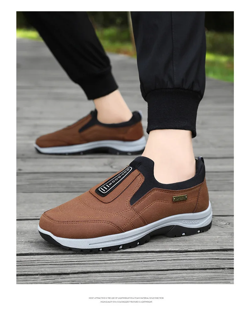 Wasserdichte Slip-On-Wanderschuhe für ältere Herren, rutschfest, stoßdämpfend, mit Profilsohle, für den täglichen Gebrauch im Freien, Freizeitschuhe, Wanderschuhe – Detail 25