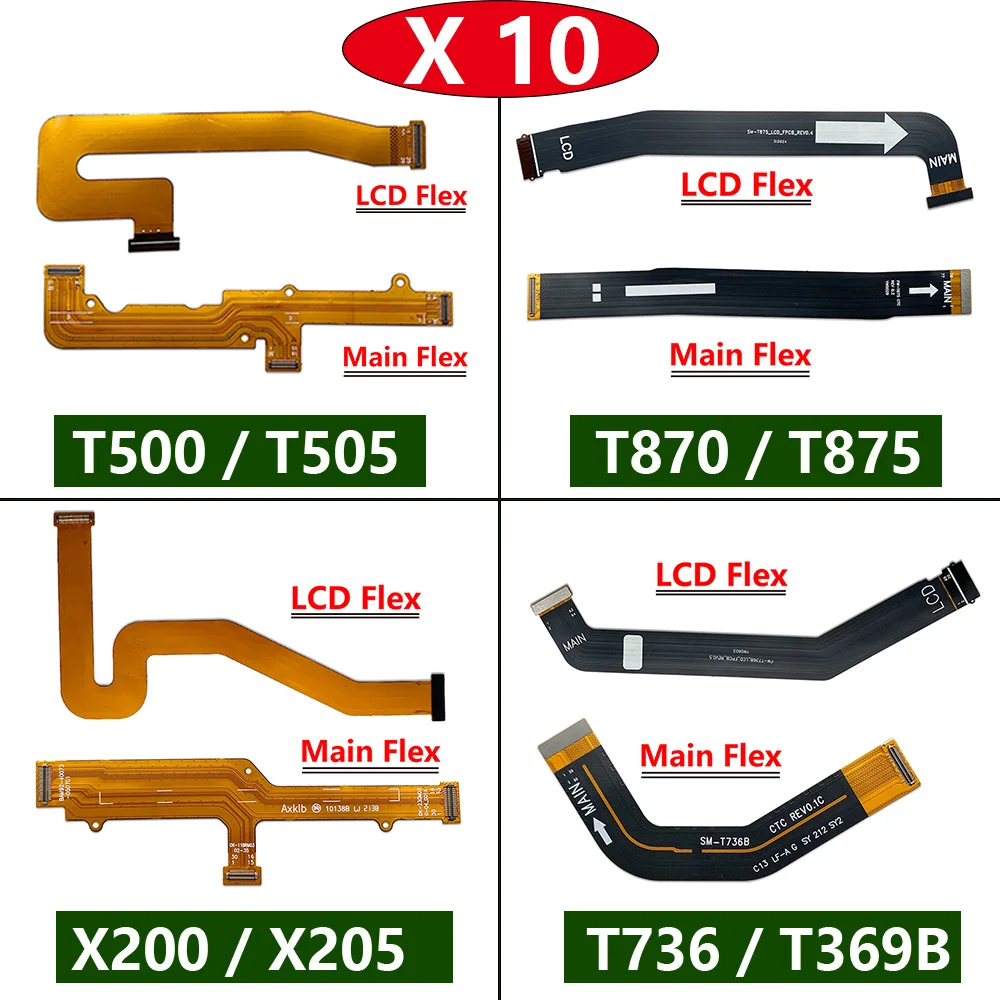 

10 шт., гибкий кабель основной ЖК-дисплея для Samsung Tab A7 10,4 2020 T500 T505 A8 10,5 2021 X200 X205 S7 T736 T736B T870 T875