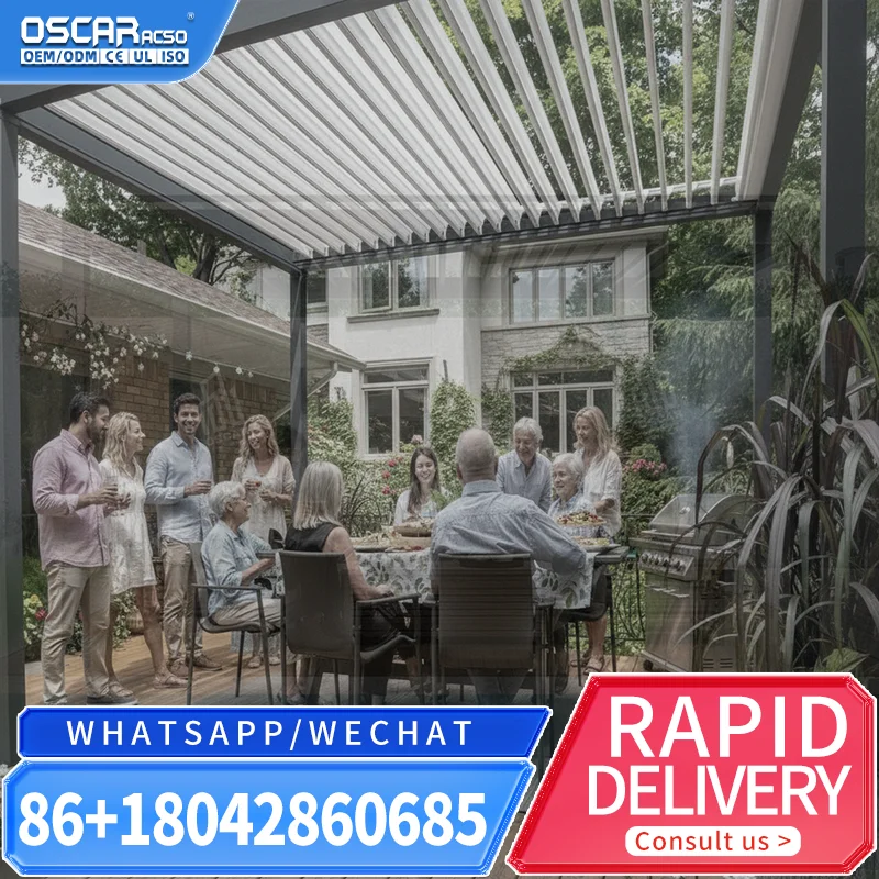 European Style Modular Freestanding Cabana Patio Sunshine Garden Pergola with Side Screen for Outdoor Backyard and Poolside perg