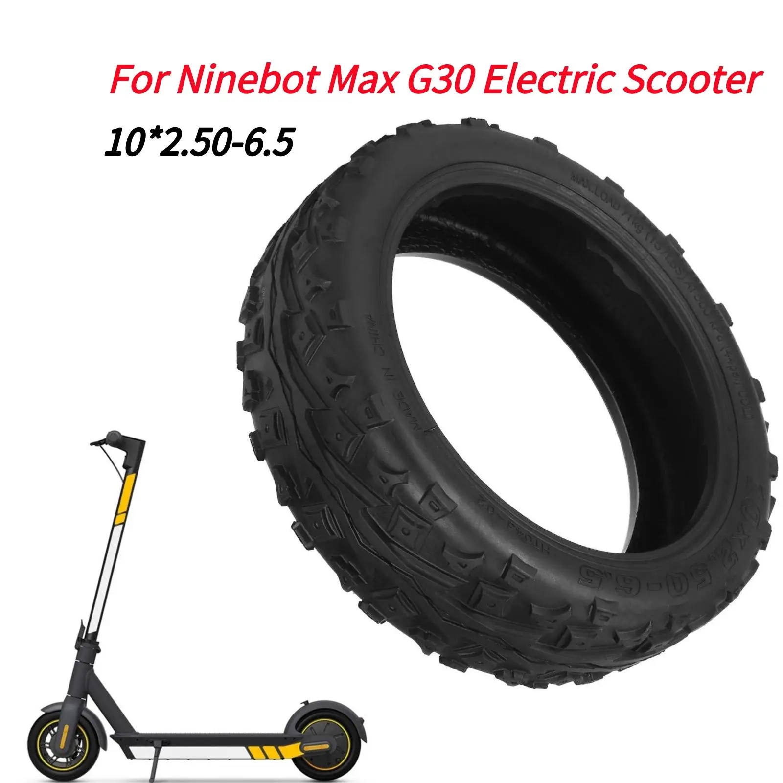 10 Inch 60/70-6.5 Tubeless Tyre For Ninebot Max G30 Electric Scooter 10x2.50-6.5 Rubber Tire Off-road Tyre Replace Scooter Part