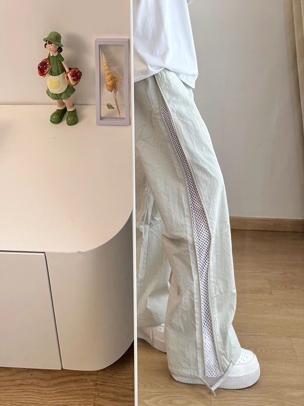 

Ice Silk Men's Sports Pants Side Zipper Breathable Qui Dry Outdoor Straight Leg Trousers Casual Faion Summer Leisure Pants