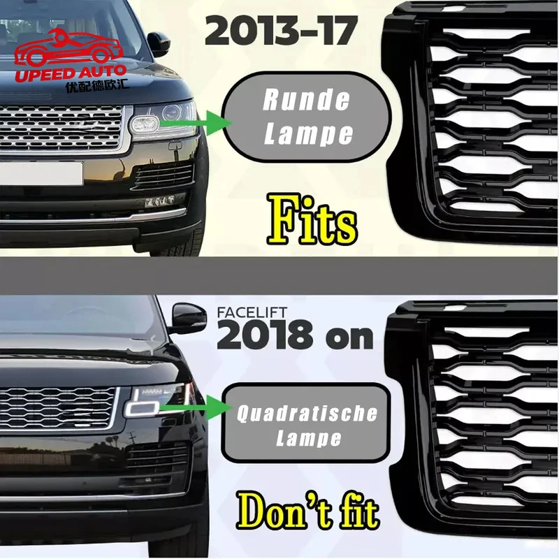 Suitable for Facelift 2018 Look Style Grille Chrome Fit Range Rover Vogue L405 2013-2017 Front Bumper Grills Radiator Mesh Grill