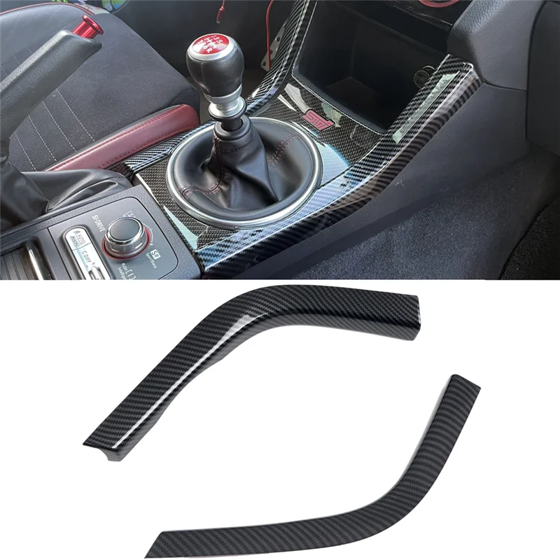 Car Carbon Fiber Center Console Side Gear Shift Panel Strip Decorative Cover Trim for Subaru WRX / WRX STI 2015-2020