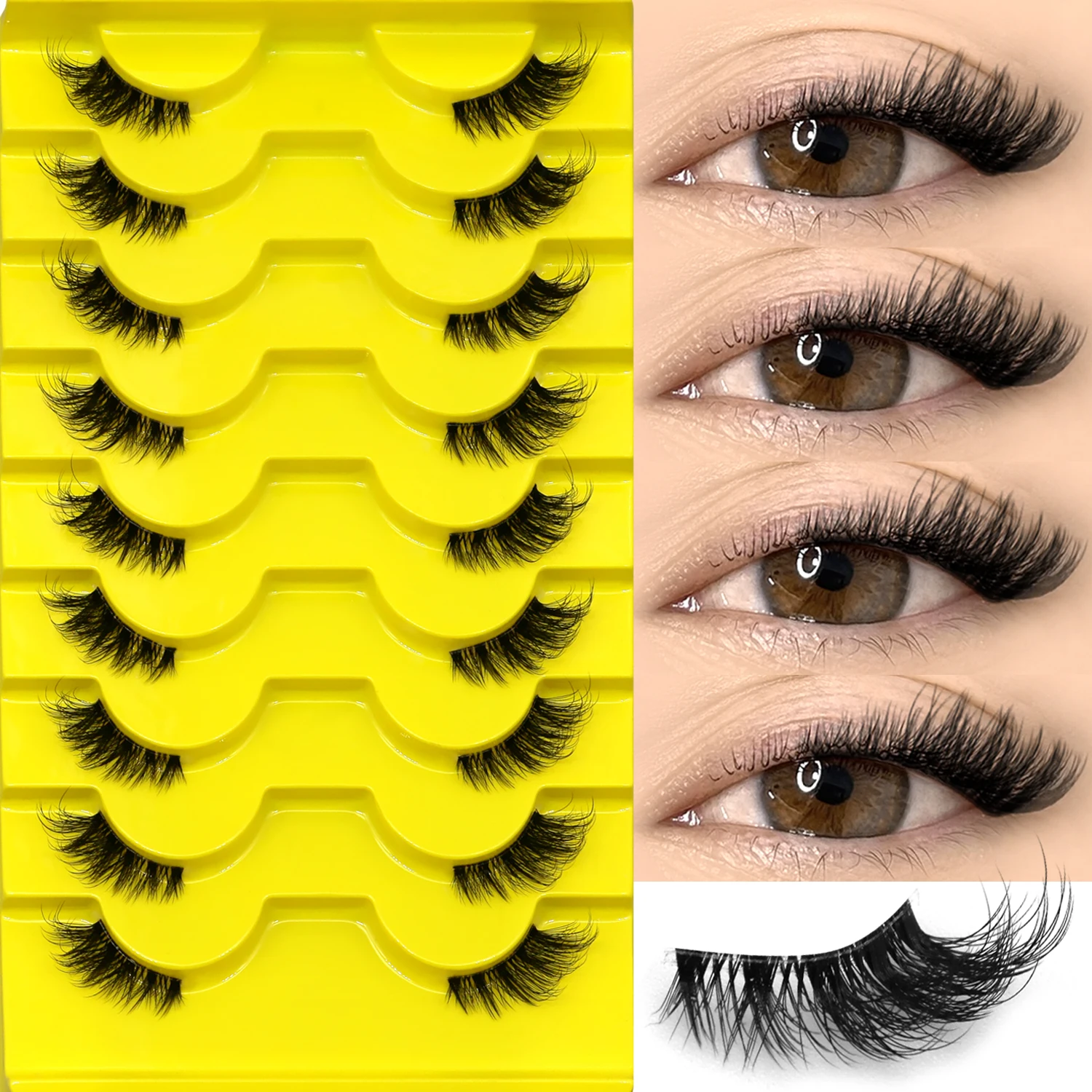 ヴェルトライネ ハーフラッシュ ナチュラルつけまつげ ウィスピー キャットアイラッシュ クリアバンド アクセント ショートつけまつげ メイクアップ