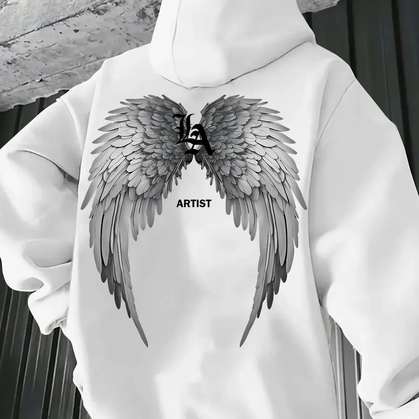 Angel Wings Printed Men's hoodie o collar all match loose sweatshirt fashion basic daily comfort hoodie fall wear men clothing