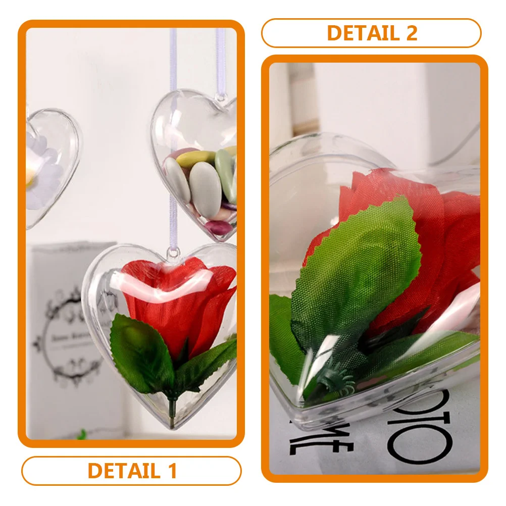 

20Pcs Fillable Heart Shaped Ball Clear Plastic Ornament Mold for Christmas Wedding Party DIY Decoration Craft Wedding Decoration