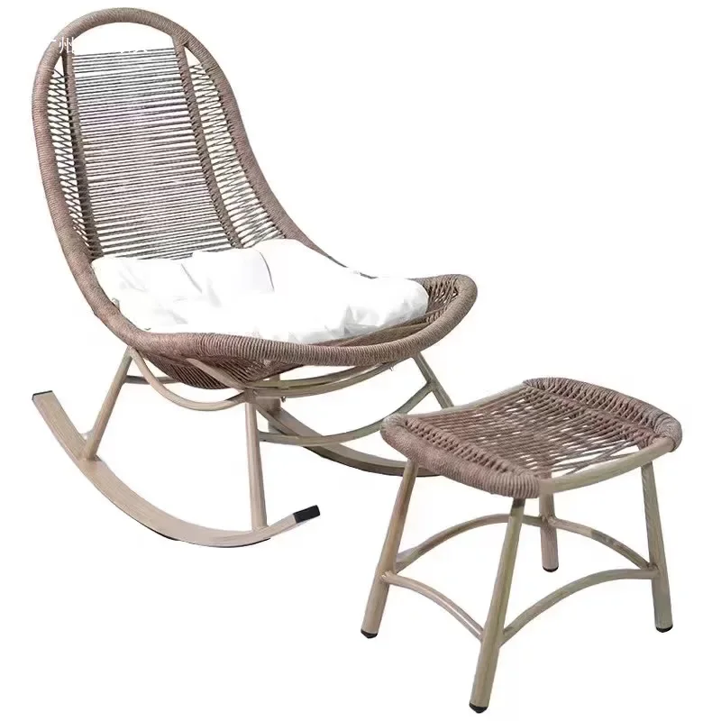 

Rocking chair rattan leisure balcony living room recliner, adult courtyard garden rattan chair sofa chair
