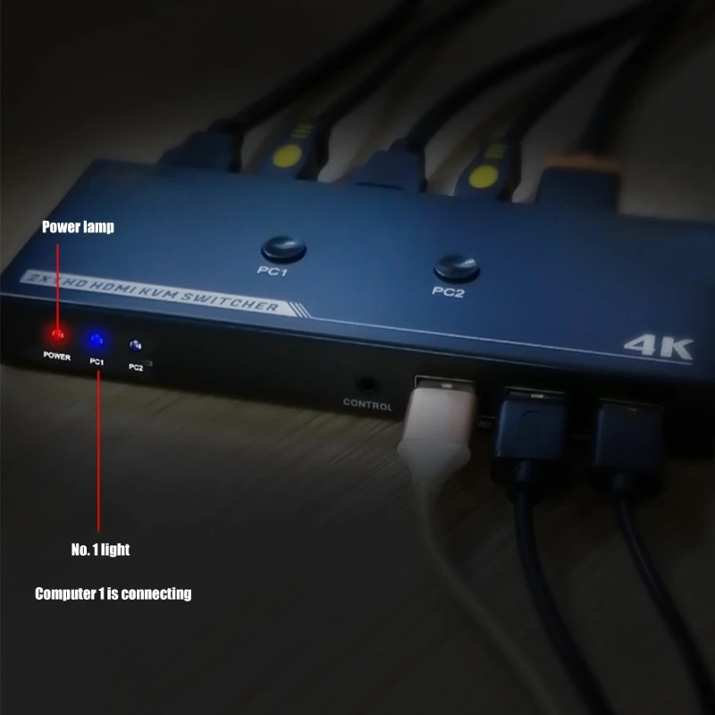 Высокоскоростной переключатель KVM 2 в 1, выход 4K60 Гц, KVm-переключатель для совместного использования видео для ПК, экран для