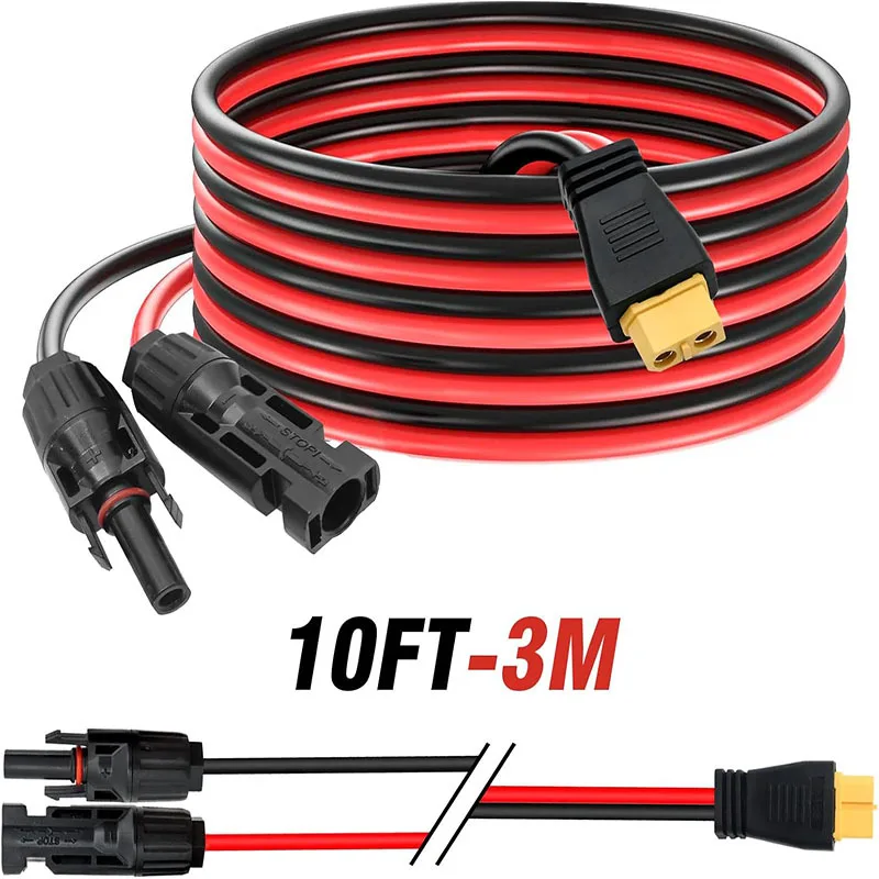 12AWG Solar Rubber-coated XT60 Female Connector To M-C-four  Energy Storage Power Charging Cable XT60 Solar Panel Cable image 2