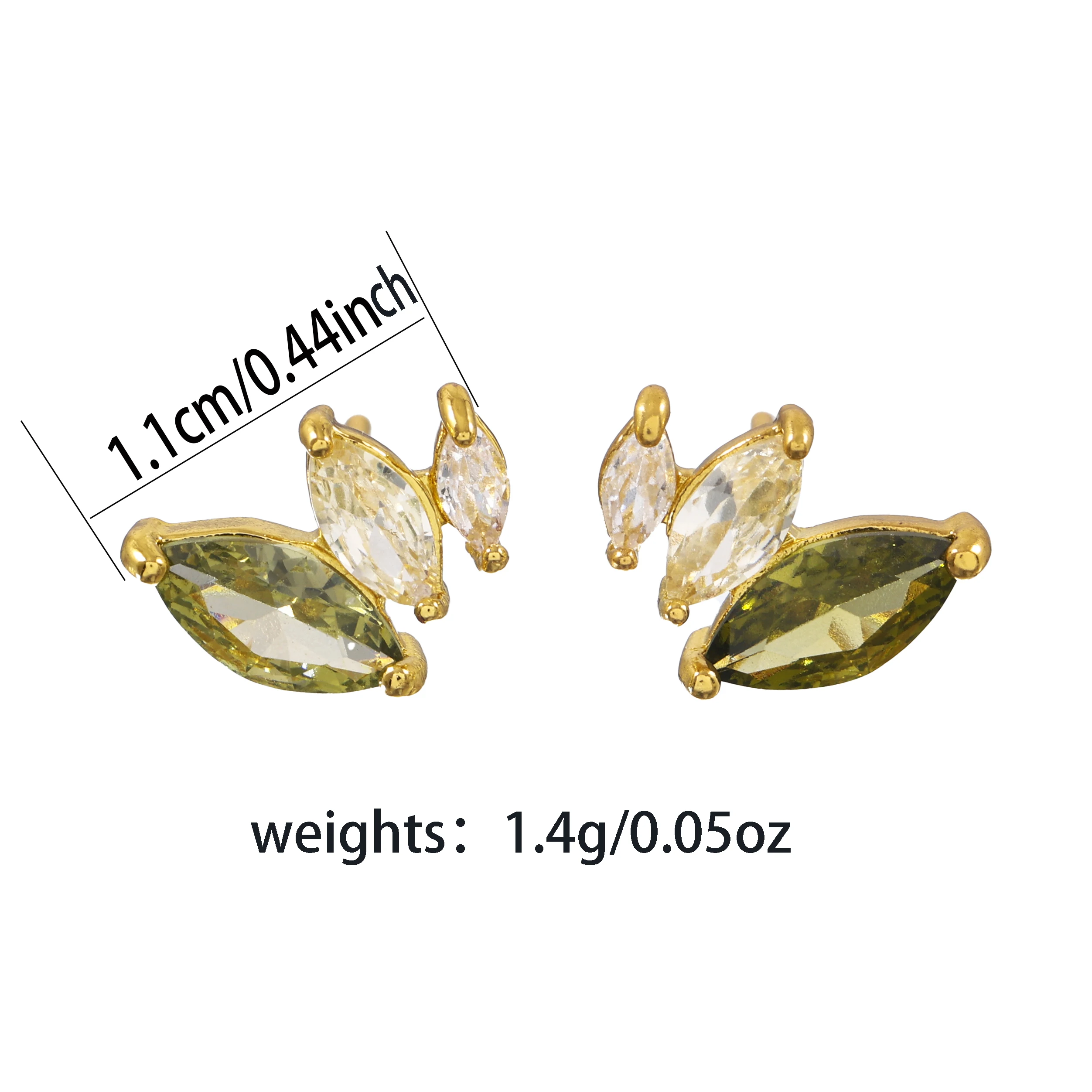 Olive Green Marquise Zircon Butterfly Stud Earrings for Women – Affordable, Niche, Forest-Inspired Earrings