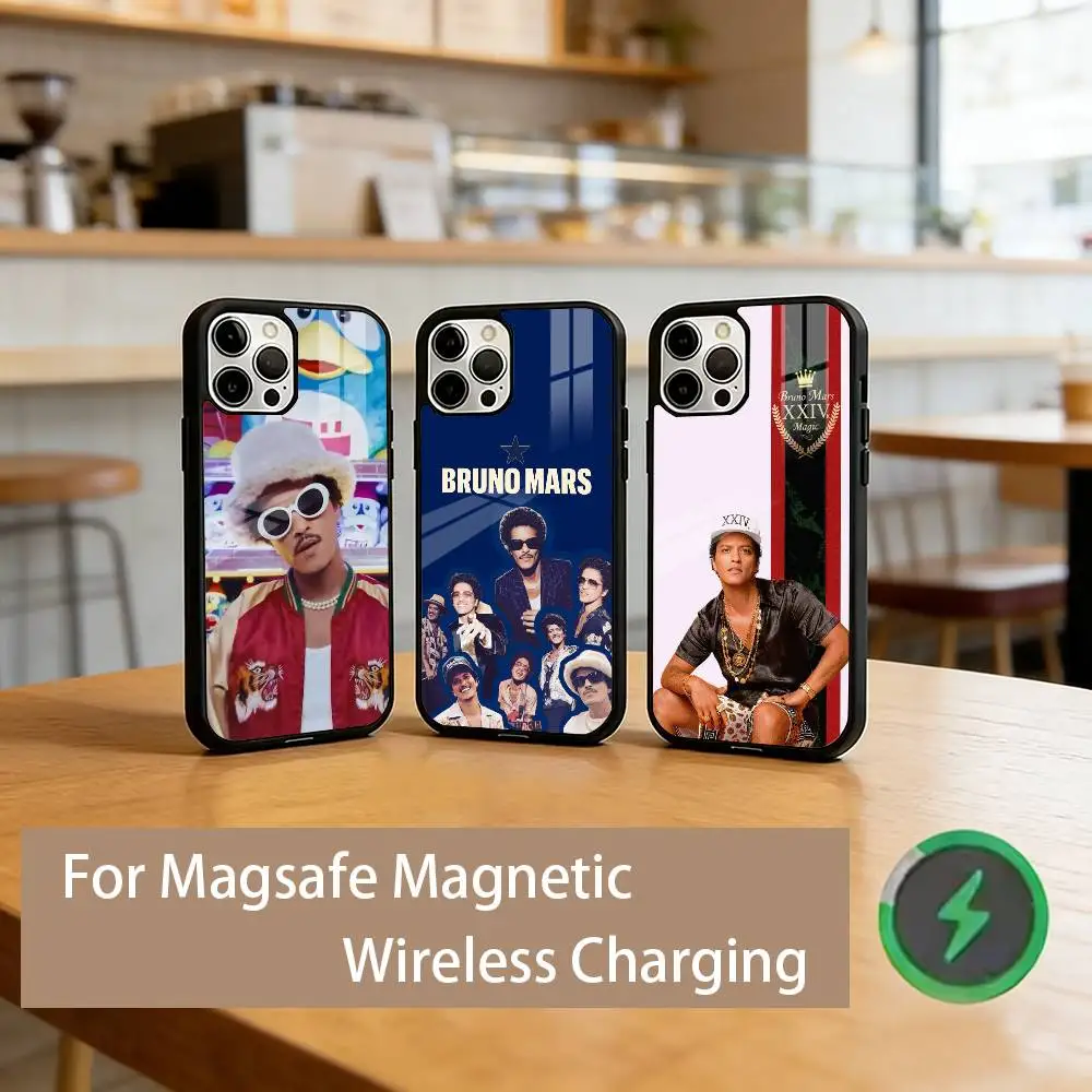 

B-Bruno M-Mars Singer Phone Case For iPhone17,16,15,14,13,12,11 Plus,Pro Magnetic with Magsafe Wireless Charging