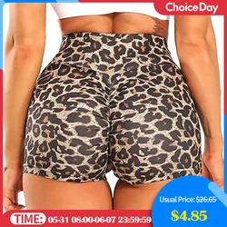 Frauen Shorts Hohe Taille Gym Shorts Frauen Sport Shorts Leopard Print Workout Vital Fitness Yoga Shorts Scrunch Butt Leggings