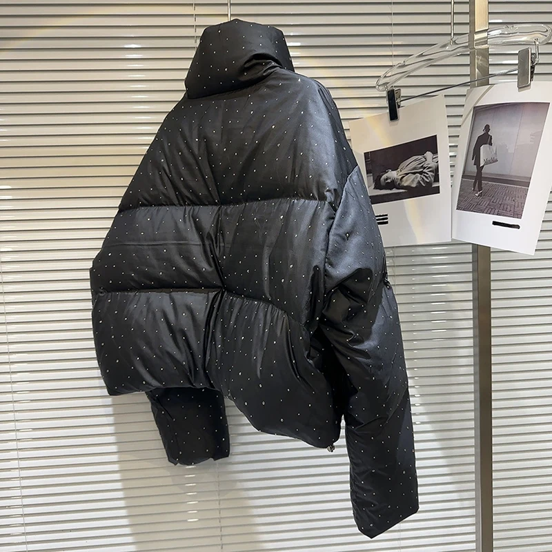 حار الماس الأزياء الدافئة أسفل سترة المرأة 2025 شتاء جديد المتخصصة تصميم شخصية عارضة الوقوف طوق أسفل سترة #6