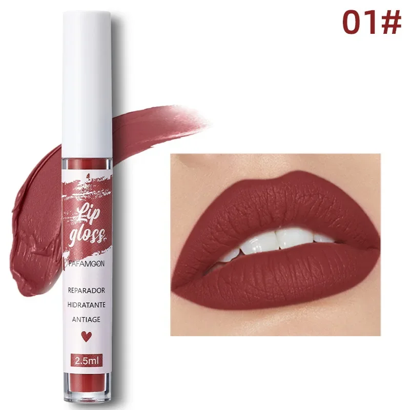 เกาหลี Matte Liquid ลิปสติก Lip Glaze Moisturizing กันน้ําทนทาน Lip Mud Non-stick Cup Rose Red Lip Gloss แต่งหน้า