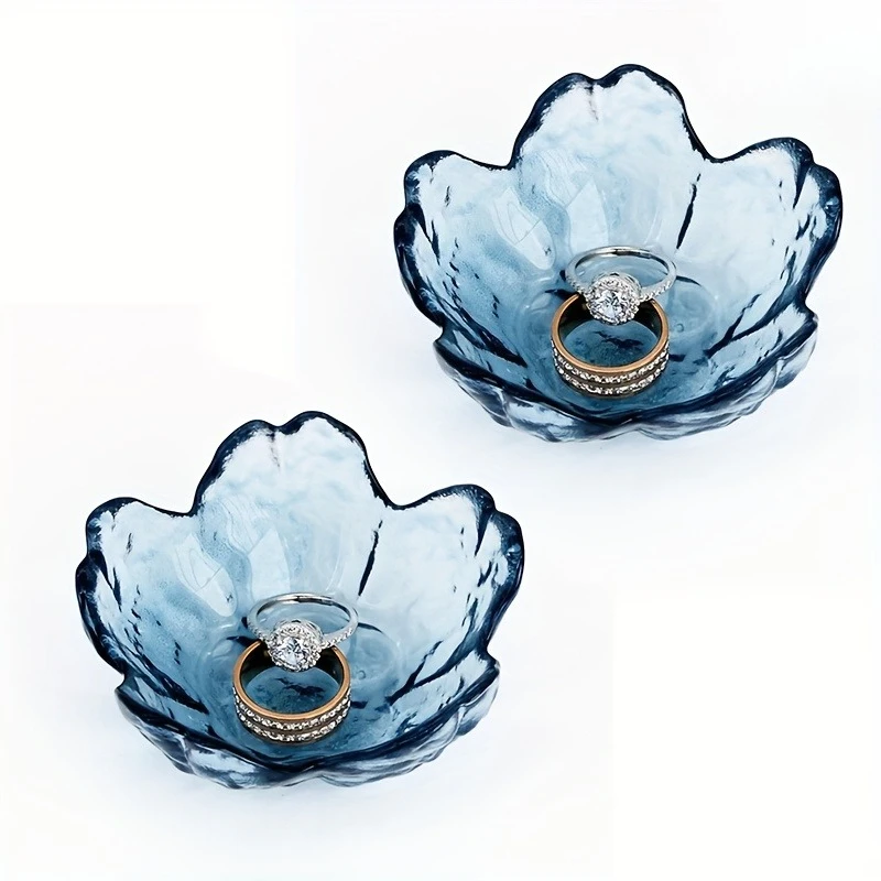 Flower Glass Ring Dish Modern Jewelry Tray Decorative Trinket Holder for Vanity Dresser Jewelry Dish Platos Decorativos Mesa