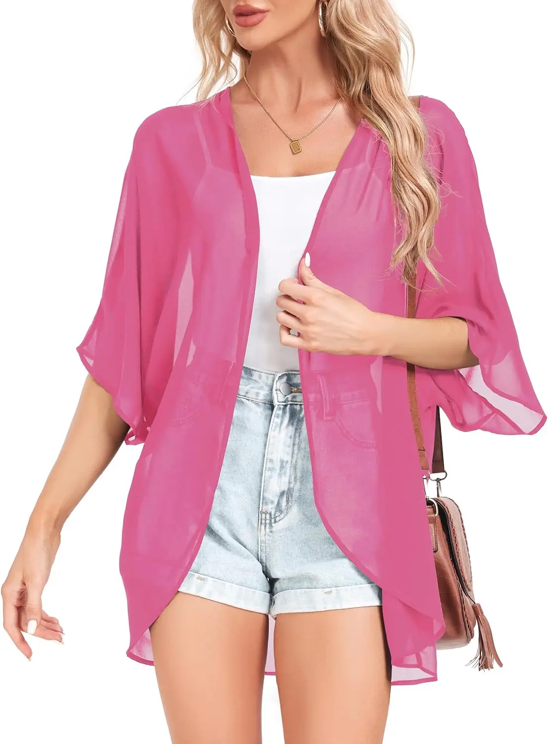 Women\'s Summer Long Section Flowing Kimono Cardigan Elegant Temperament Chiffon Floral Beach Cover-up Micro Bikini Women\'s