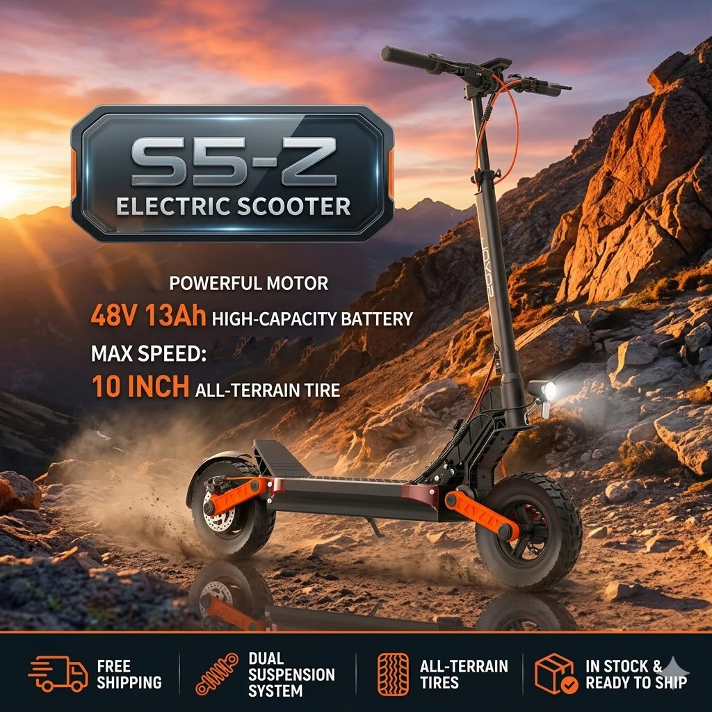 Patinete Eléctrico para Adultos JOYOR S5-Z, Batería de 48V 13Ah, Plegable, Portátil, Suspensión Delantera/Trasera, Estándar Europeo, para Viajes Urbanos y Desplazamientos Diarios, Neumáticos Anchos de