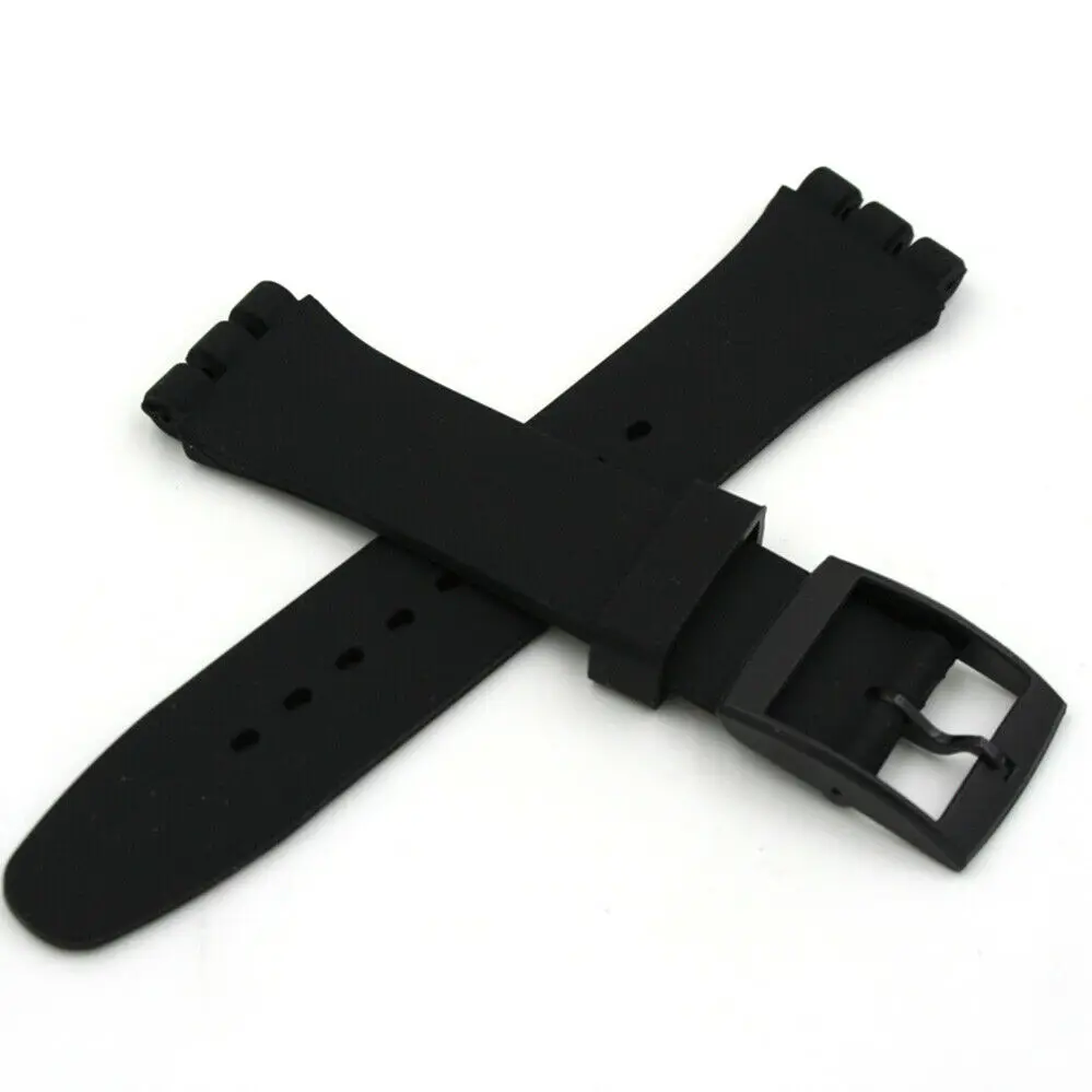 17mm Black Watchband for Swatch Silicone Strap Buckle Fashion Replacement Bracelet Band Rubber Strap Watch Accessories Wholesale