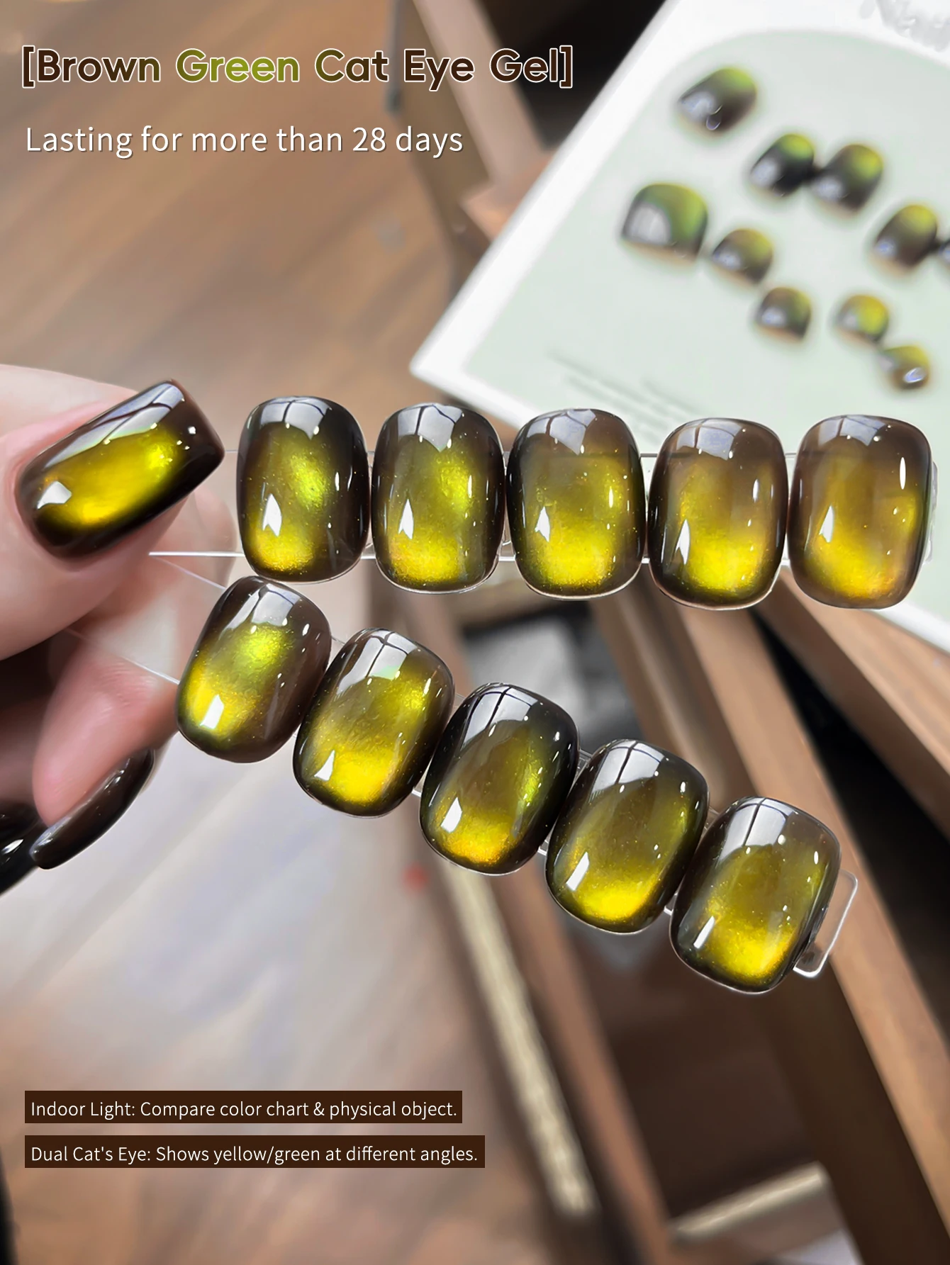 1pc 15ml Brown Green Cat's Eye Gel Nail Polish 2025 New Pop Color Golden Glass Bead Nail Art For Women And Girls Nail Supplies